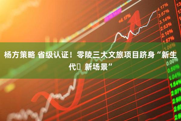 杨方策略 省级认证!零陵三大文旅项目跻身“新生代・新场景”